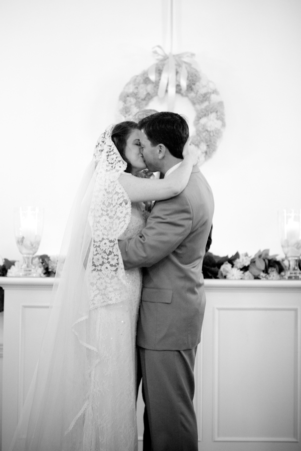 real wedding- first kiss photo by Seattle photographers La Vie Photography